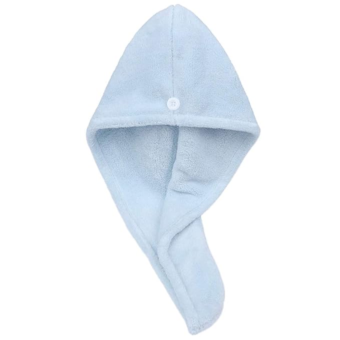 Microfiber Hair Drying Wrap Towel for Women Turban Fast Dry Blue