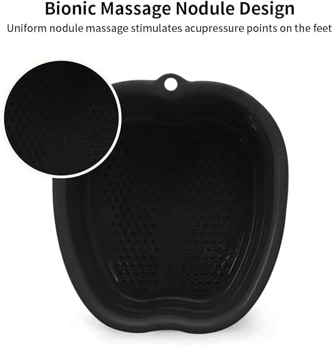 Foot Soaking Tub Sturdy Soaking Feet Bucket Large Size Foot Basin Thickened Massager Tub with Raised Massage Nodes Exfoliation Callus Pedicure Foots Spa Bath Bucket (Black)