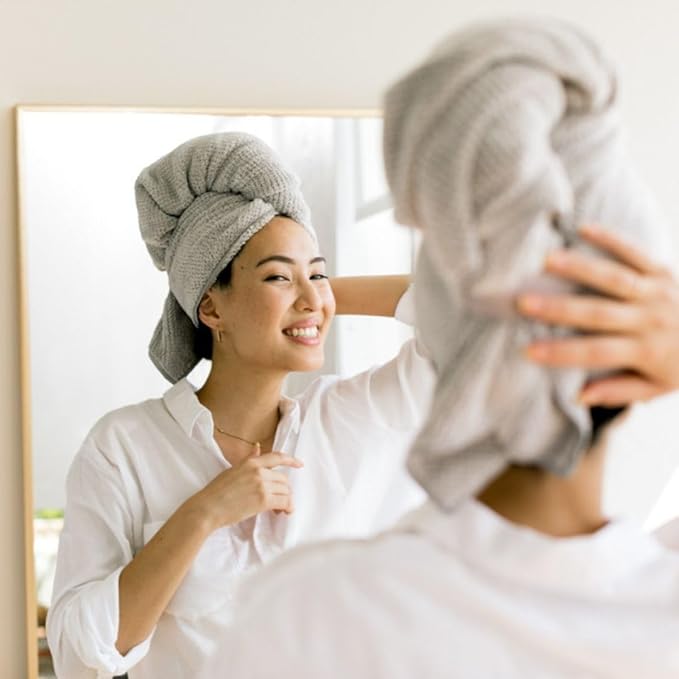 VOLO Hero Hair Towel – Ultra Soft Nanoweave™ Microfiber, Super Absorbent Quick Dry, Reduces Dry Time 50%, Anti-Frizz & Breakage, Secure Snug Strap, Large Wrap for All Hair Types - Luna Gray