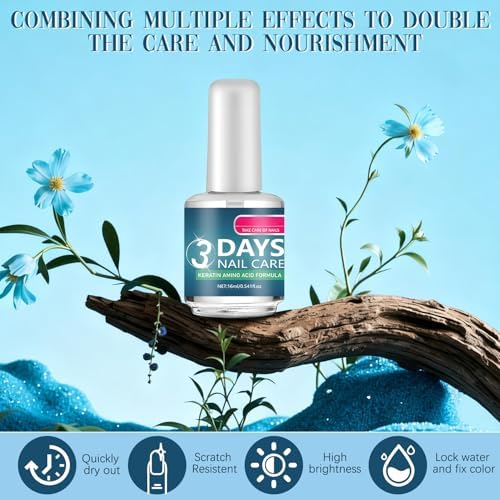 3 Days Nail Care - Keratin Amino Acid Nail Care, for Dry Weak Fragile Nails, Strengthening & Hydrating (16ml, 2pcs) - Image 4