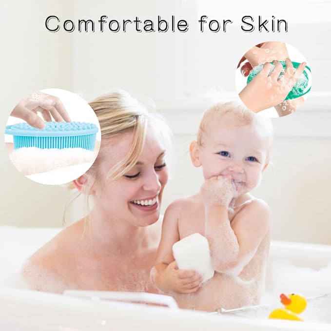 3 Pack Silicone Body Scrubber, Silicone Loofah Exfoliating Body Scrubber, Soft Silicones Body Brush Bath Shower Scrubber for Body, 2 in 1 Bath and Shampoo Wash Brush for Skin Exfoliation Men Women