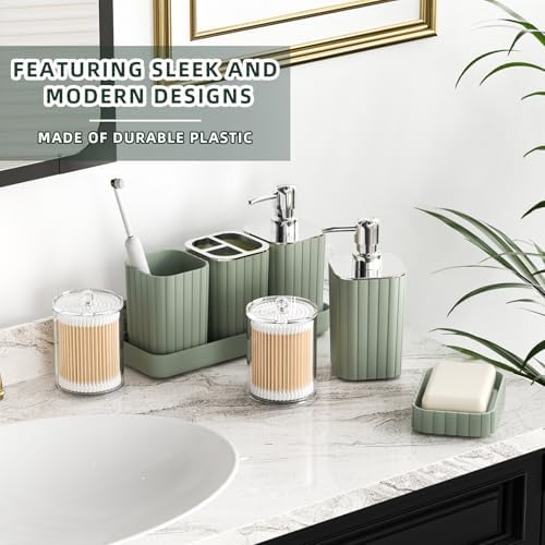 XLHOMO Bathroom Set - Bathroom Set with Shower Curtain and Rugs, Sage Green - Image 3