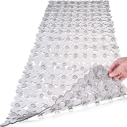 SONGZIMING Bathtub Mat Non Slip Pebble Bath Shower Mat 35"X16", Clear Grey by HOME