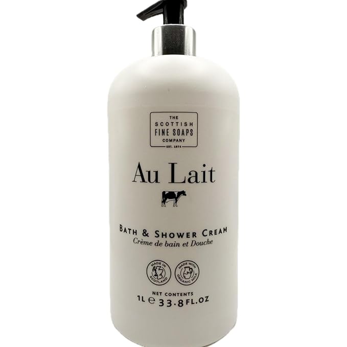 Scottish Fine Soaps The Au Lait Bath & Shower Cream, 33.8 fl oz, White