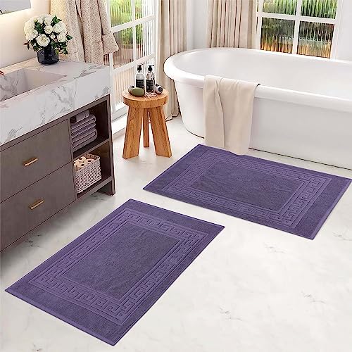 Superior Hotel & Spa Quality Bath Mat Set of 2, Made of Long-Staple Combed Cotton, Durable and Washable 100% Cotton Bathroom Mat 2-Pack, Royal Purple, 22" x 35" - Image 2