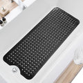 TEESHLY Bath Tub and Shower Mats, Non Slip 40 x 16 Inch Extra Long Bathtub Mat, Machine Washable Bathmat with Drain Holes, Suction Cups for Bathroom Floor, Black by TEESHLY