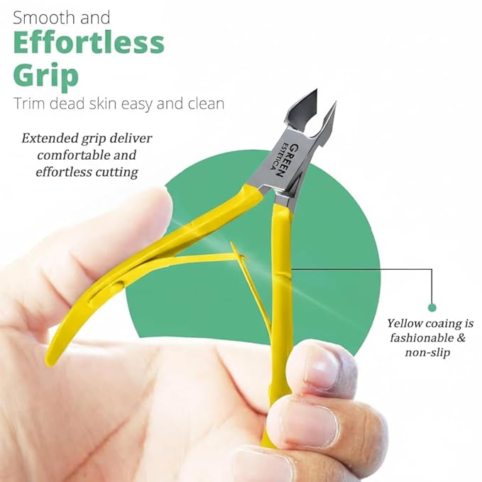 Professional Cuticle Trimmer Nail Cuticle Cutter Stainless Steel Cuticle Nippers with Sharp Blades of Cuticle Remover Clippers Manicure Tools Double Spring for Nail Care Pedicure Nail Tools (Yellow)
