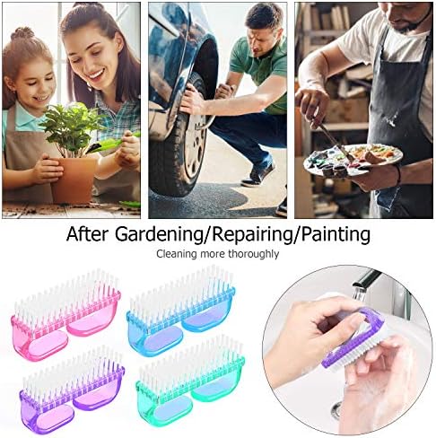 Larbois Handle Grip Nail Brush, Hand Fingernail Brush Cleaner Scrubbing Kit Pedicure for Toes and Nails Men Women (4 Pack) (Color-2) - Image 4