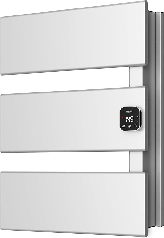 Electric Towel Warmer, Heated Towel Rack with Thermo Control and Timer, Fast Heating Towel Rail for Bathroom with Memroy Function, Work with Smart Plug, Right-Wiring, 3 Panel, Silver