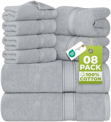 Utopia Towels 8 Piece Majestic Plush Luxury Towel Set, Cotton, Cool Grey by UTOPIATOWELS