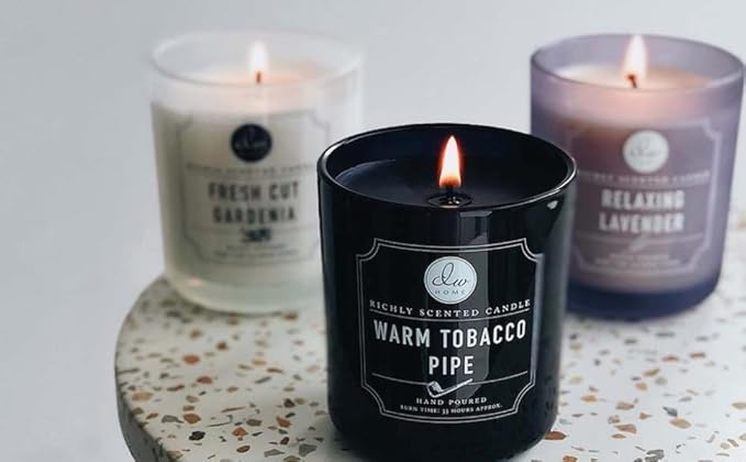 DW Home Warm Tobacco Pipe Scented Candle for Home, 9 oz, Copper Lid Single Wick Candle Jar, Up to 33H Burn Time, Luxury Scented Candle for Relaxation, Gifting, Home Decor