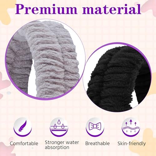 YGQQOY Spa Headband, Makeup Headband for Washing Face,Black and Grey - Image 4