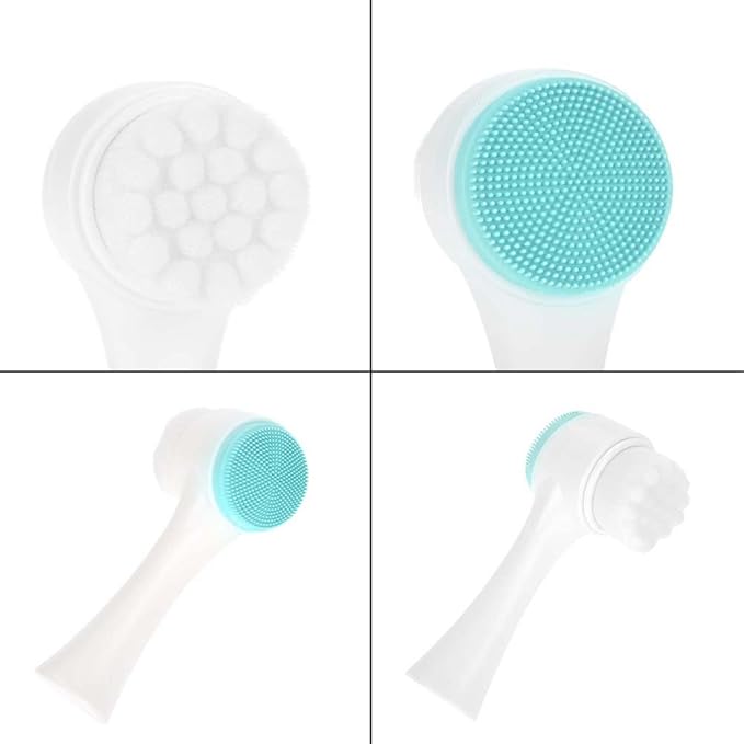 Cleansing Brush, Double Sided Clean & Exfoliating & Massage Soft, Silicon Face Pore Cleanse, Blackhead, Dry or Wet Multi-Purpose(Blue)