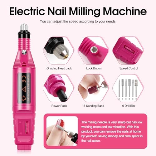 COSCELIA Acrylic Nail Kit for Beginners with Drill, 3pcs Acrylic Powders (Clear, Pink, White), Professional Nail Kit with Accessories for Salon & DIY at Home - Image 4