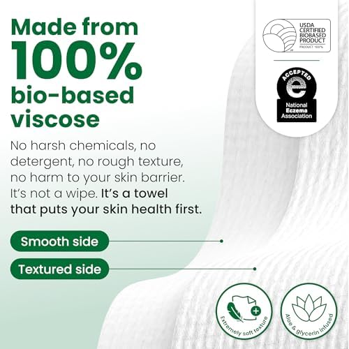 CLEAN SKIN CLUB Sensitive Skin Clean Towels® XL, Ultra-Soft Disposable Face Dry Wipes Infused with Aloe & Glycerin, XL - 2 Pack (100 count) - Image 6