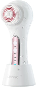 UMICKOO Electric Facial Cleansing Brush, 2-Way Rotating Face Scrubber for Daily & Deep Cleaning, 3 Modes, 5 Brush Heads, Rechargeable, IPX7 Waterproof for All Skin Types