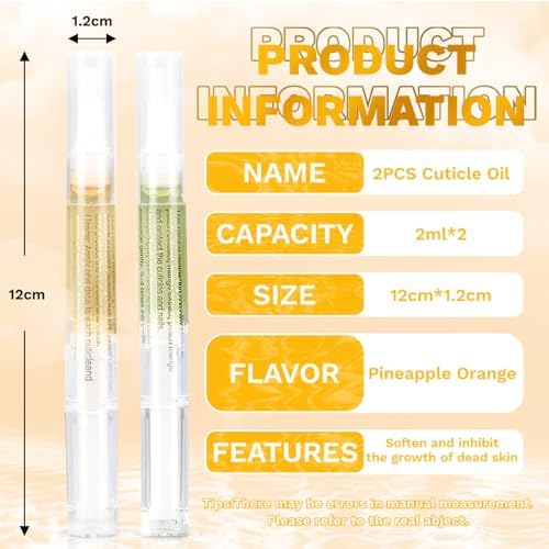 2PCS Cuticle Oil Pens for Nail Care, Moisturizing, Pineapple & Orange - Image 2