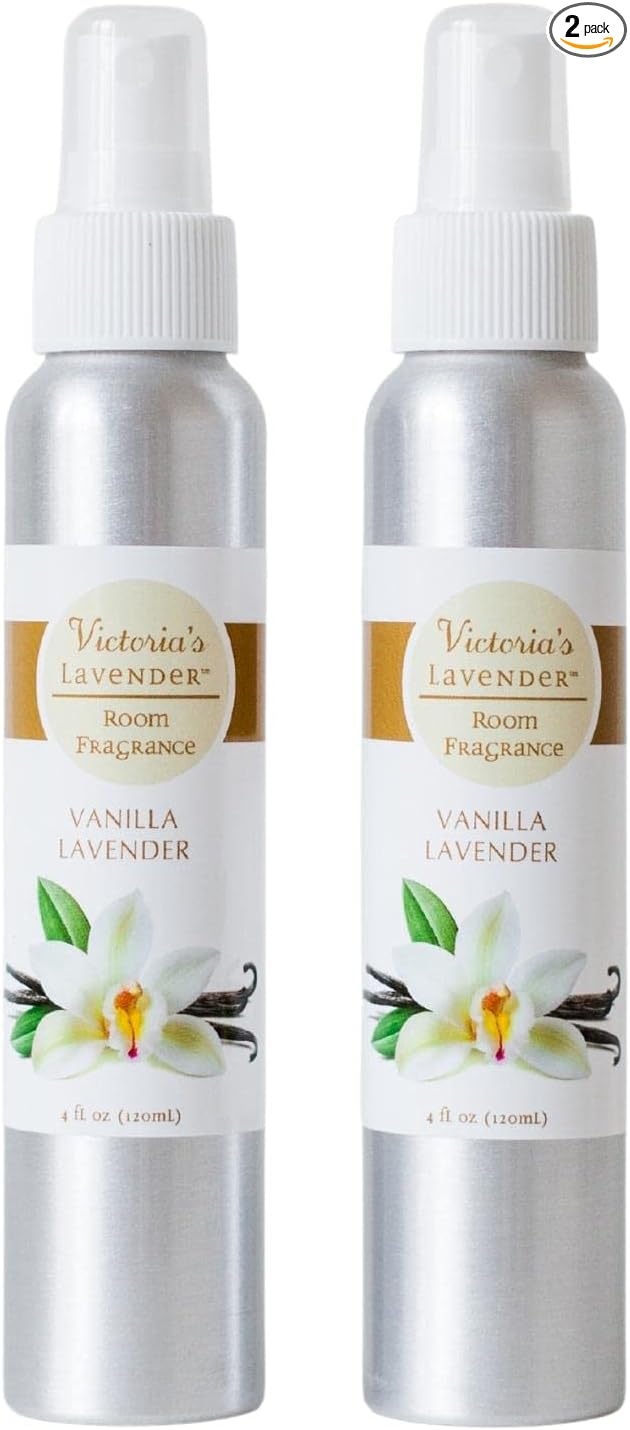 Victoria's Lavender Room Fragrance Spray - Air Freshener & Odor Eliminator - Vanilla Lavender Spray - Luxury Essential Oil Scent for Home & Bathroom - Aromatherapy Relaxation - 2 Pack, 4 fl oz