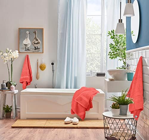 Utopia Towels 8 Piece Majestic Plush Luxury Towel Set, Cotton, Coral - Image 5