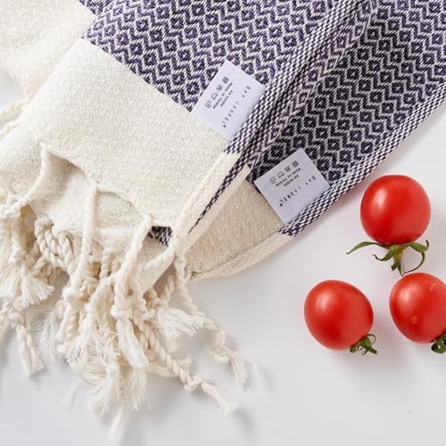 BAY LAUREL Turkish Hand Towel – Pack of 2 | Soft & Absorbent Decorative Towels for Bathroom, Hand, Face, Hair, Gym, Yoga, SPA, Kitchen & Tea | Boho Decor (Purple, Diamond 15x26 Inches (Set of 2) - Image 2