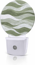 Night Lights Auto Sensor Green Ocean Waves Night Light Abstract Mountain Stripes Round Lamp Plug-in LED Nightlights Dusk to Dawn for Living Room Bedroom Bathroom Hallway Wall Decor