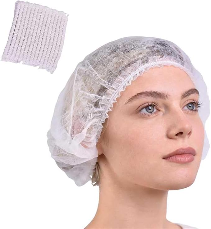 160 Pcs Disposable Bouffant Caps, 21 Inch Stretch, Disposable Hair Net for Beauty & Food Service, Spray Tan Use, White Non-Woven