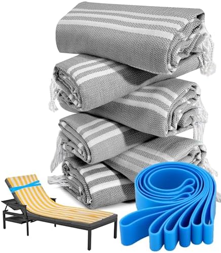 6 Packs Turkish Beach Towel Bathroom Bath Towels Set Bulk Soft Cotton Extra Large Sand Resistant Fast Drying Compact Packable Lightweight Sandrpoof Repellent Anti Repels Foldable Chamois by genovega