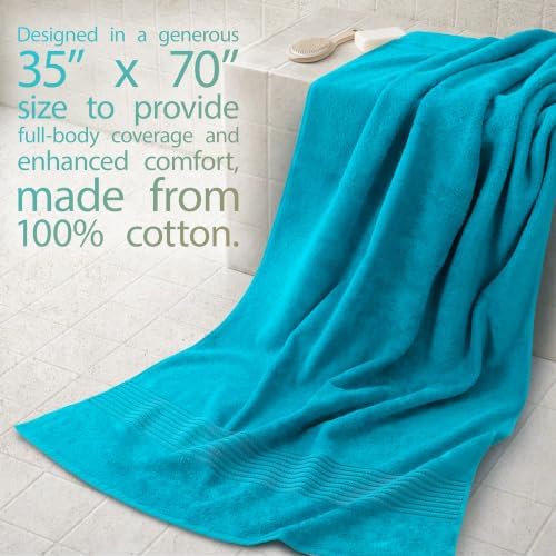Cotton Paradise 100% Cotton Turkish Towel Set, Soft Absorbent Quick Dry, 2 Piece 35x70 Bath Sheet Set, Ocean Aqua - Image 2