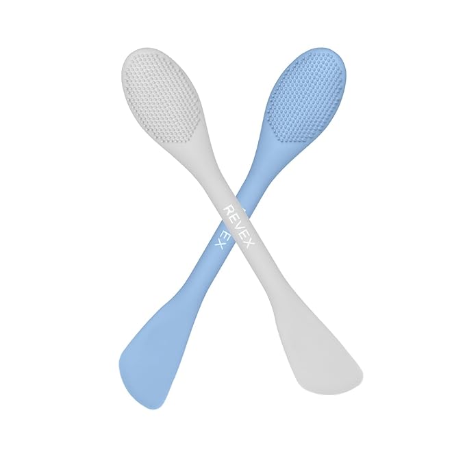 REVEX Pore Cleaning Brush,Face Scrubber,Exfoliating Pore Scrubber,Silicone Face Mask Applicator,Mask Applicator Tool for Facial Mud,Face Brush for Women Men. (Sky Blue+Gray)