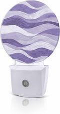 Night Lights Auto Sensor Lavender Purple Ocean Waves Night Light Abstract Mountain Stripes Round Lamp Plug-in LED Nightlights Dusk to Dawn for Living Room Bedroom Bathroom Hallway Wall Decor