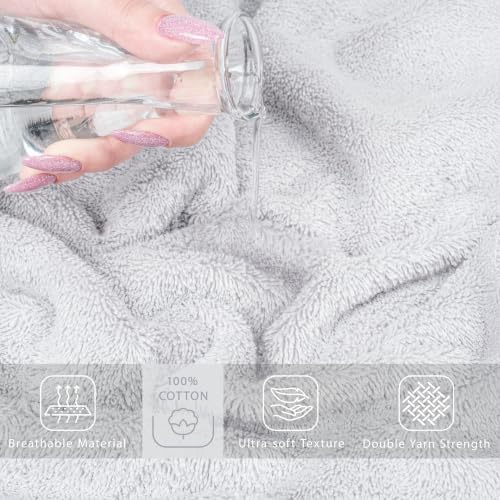 Cotton Paradise 100% Cotton Hand Towels, 2 Piece 35x70 Hand Bath Towels, Silver Grey - Image 4