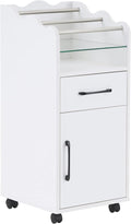 BarberPub Salon Cart with Storage Cabinet with Engineered Wood, Rolling Salon Cart for Hair Stylist Barber Trolley with Wheels Beauty Organizer 2013 (White)