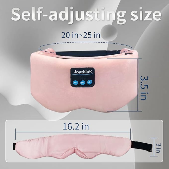 Joythink Weighted Eye Masks Bluetooth Sleep Mask Headphones Silk Wireless Bluetooth Headband for Side Sleepers Blackout for Airplane Travel Men Women Pink