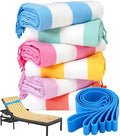 Genovega 6 Packs Oversized Turkish Beach Towels Thin Quick Dry Sand Free Pool Swim Bathing Towel Extra Large Travel Blanket Adult Essentials Accessories Summer Vacation Stripe by genovega