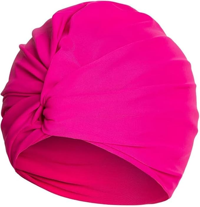 Pleated Fabric Swimming Cap Women Ladies Long Hair Swim Cap Ear Protecting Bathing Cap Elastic Polyester Turban Swim Hat Shower Cap for Beach Spa Non Waterproof, Twisted Beanie Cap Sleep Hat