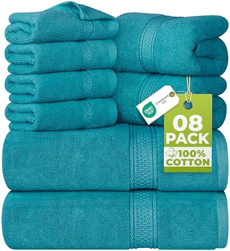Utopia Towels 8 Piece Majestic Plush Luxury Towel Set, Cotton, Teal by UTOPIATOWELS