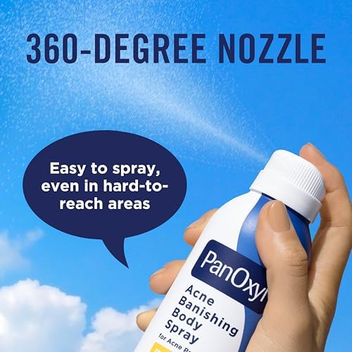 PanOxyl Acne Banishing Body Spray with 2% Salicylic Acid, Pimple Treatment to Clear Stubborn Breakouts, 360-Degree Spray Nozzle, Skin-Brightening Niacinamide, Vitamin C, Witch Hazel, Aloe, 6 Oz - Image 6