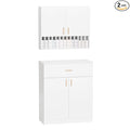 Salon Staion Hair Color Bar Organizers, Hair Color Rack, Barber Station Cabinet with Drawers & Adjustable Shelves, Wall Mounted Tube Storage Station for Salon Display, White