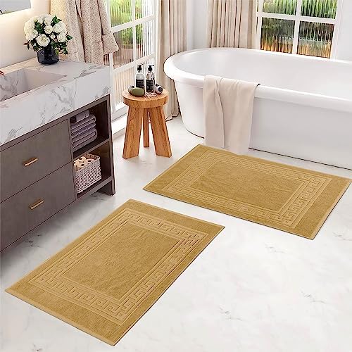 Superior Hotel & Spa Quality Bath Mat Set of 2, Made of Long-Staple Combed Cotton, Durable and Washable Bathroom Mat 2-Pack - Toast, 22" x 35" each - Image 2