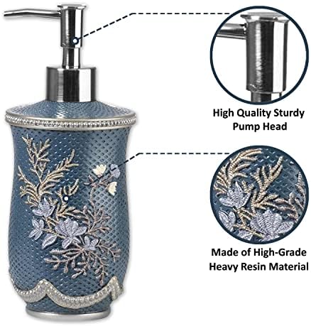 Zahari Home 4pc Capri Bathroom Accessories Sets Modern Classic Soap Dispenser, Tumbler, Tooth Brush Holder and Soap Dish Holder Unique Design Royal Blue Bathroom Set - Image 2