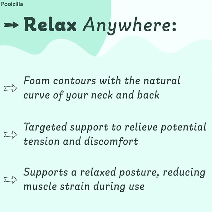 Poolzilla Universal Black Spa Pillow, Made of Soft Foam for Outdoor Hot Tubs and Chaise lounges - Adjustable Headrest and Weighted that Fits Any Spa
