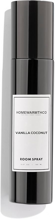Vanilla Coconut Room Spray – 5.07 oz Scented Air Freshener Spray for Home, Office, Kitchen & Bathroom Odor Eliminator – Long-Lasting Linen Spray for Bedding, Pillows & Fabrics – Essential Oil Spray
