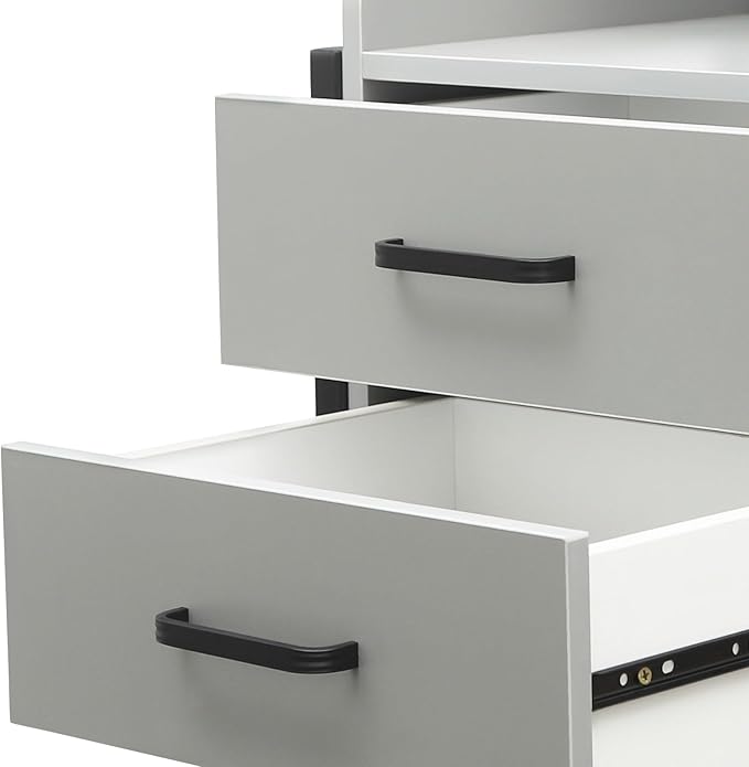 Salon Cabinet, Salon Storage Organizer with 2 Drawers, 110.23Lbs Load Capacity Salon Wall Cabinet, Hanging Styling Station Equipment for Spa, Barber Store, Locker Room, Bathroom (Black＋Grey)