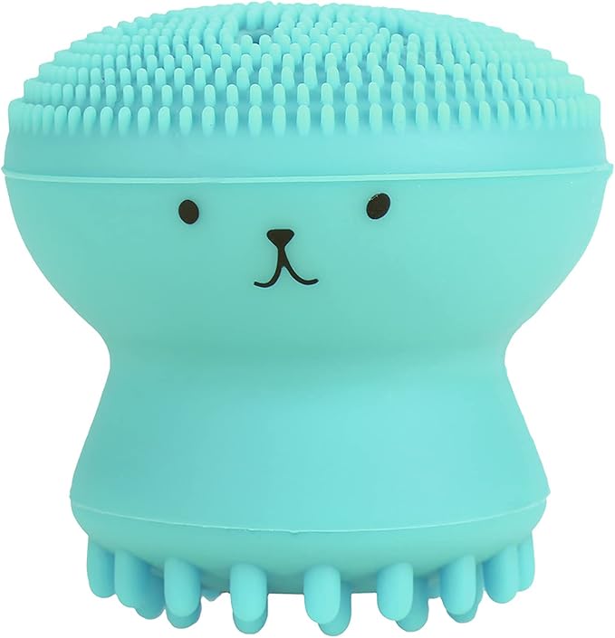Facial Cleansing Brush Jellyfish Face Brush Exfoliating Face Brush Massaging Facial Cleansing Spin Brush Face Cleanser Brushes for Men Women(Verde)