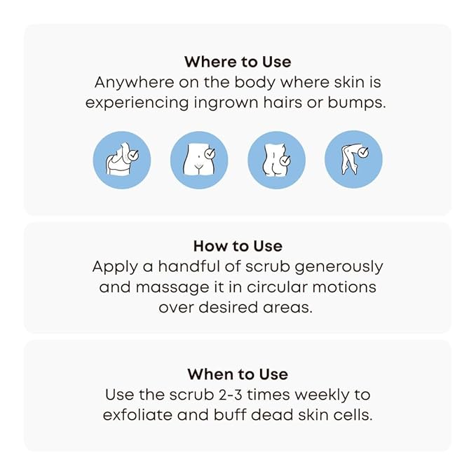 Bushbalm Ingrown Hair Exfoliating Scrub - Reduces Appearance of Ingrown Hairs and Razor Bumps, Soothes Skin and Post-Shave Redness - Nude, 236 ml
