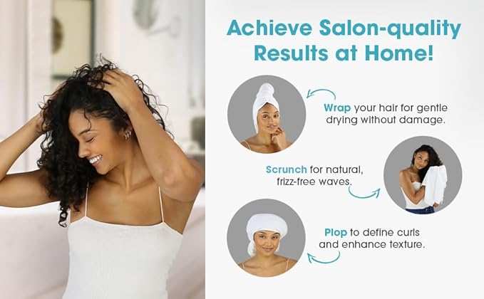 Hair RePear The Ultimate Hair Towel – Standard 21" x 44" Cotton Hair Towel for Wet Hair, Anti-Frizz Microfiber Alternative, Reduces Breakage, Gentle Fast Drying, No-Slip Fit