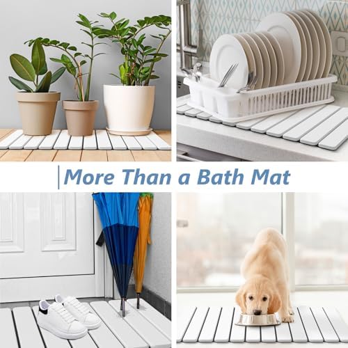 AWW Foldable Stone Bath Mat, Diatomaceous, 31.5"x15.7", White - Image 6
