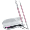 2PCS Metal Lilac Cuticle Pusher and Cutter Remover Salon Quality Stainless Steel Gel Nail Polish Peeler Scraper Durable Manicure and Pedicure Cleaner Tool For Fingernail and Toenail