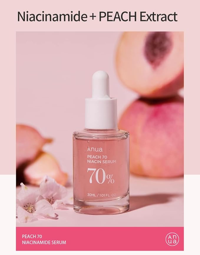 Anua Peach 70 Niacinamide Serum, Daily Glow Serum For Face, Skin Tone & Dullness Care with Vitamin B12, Lightweight, Hydrating For Glass Skin Effect, Korean Skin Care, 1.01 fl.oz