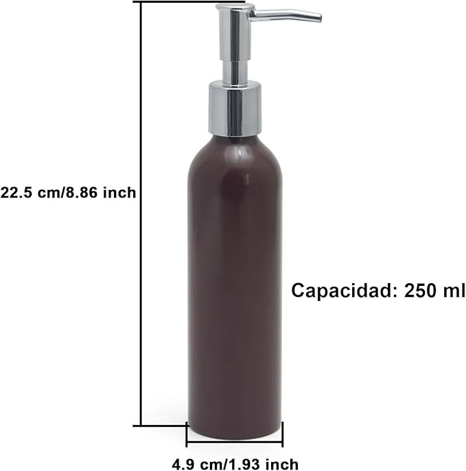 Elitzia Massage Oil Warmer Use Parts Pump Bottle 1 Pack 8.45oz/250ml Aluminium Pump Bottles for Solution Gel Lotion and Cream Use Suitable for ETAW02S ETAW03 ETLB01 ETLB02 ETOH843N ETOH843NB(Brown)